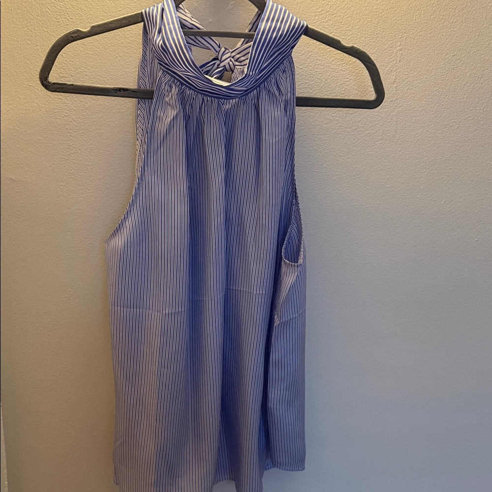 J. Crew Striped Silk Shirt in Blue and White